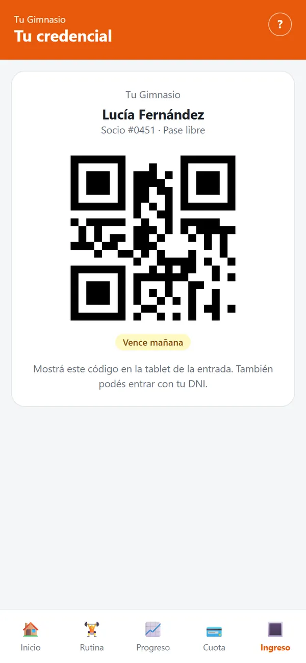 App del socio: la credencial con el código QR para entrar